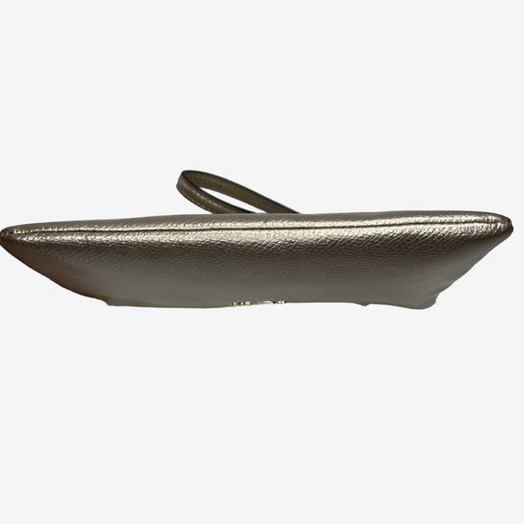 Coach Metallic Leather Large Corner Zip Wristlet Gold Pebbled Leather - Picture 10 of 15